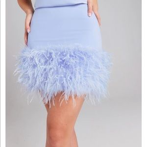Nadine Merabi Mia Feather Skirt blue